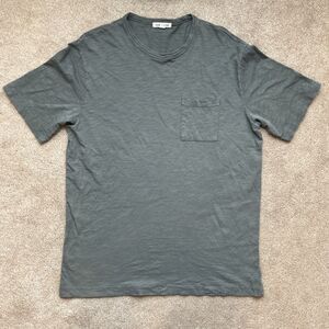 Forty Five Pocket T-Shirt Mens Large Heather Blue Peru Preppy Comfort Cotton